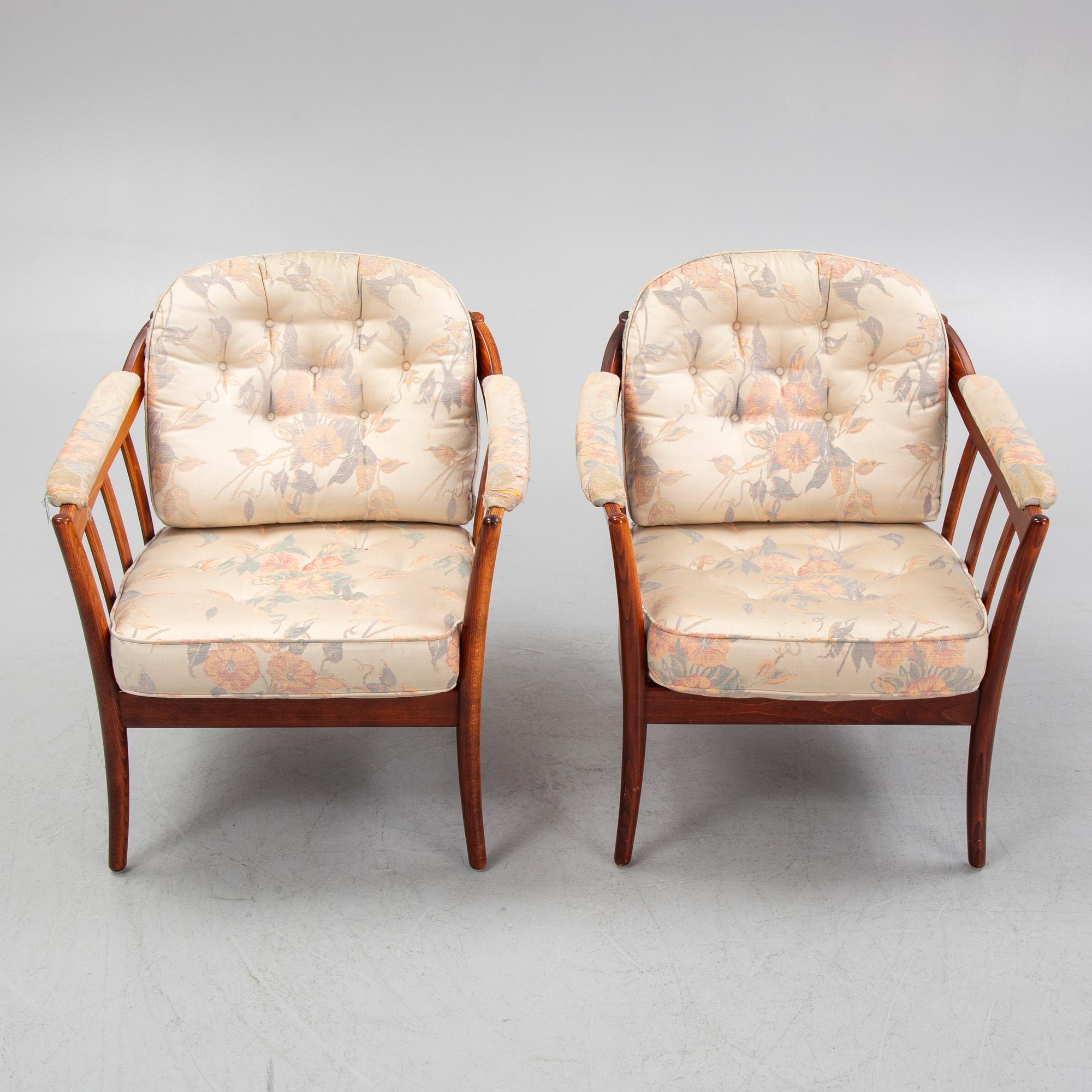 Armchairs, a pair, "Andorra," Bröderna Andersson, Ekenässjön AB, latter half of the 20th century.