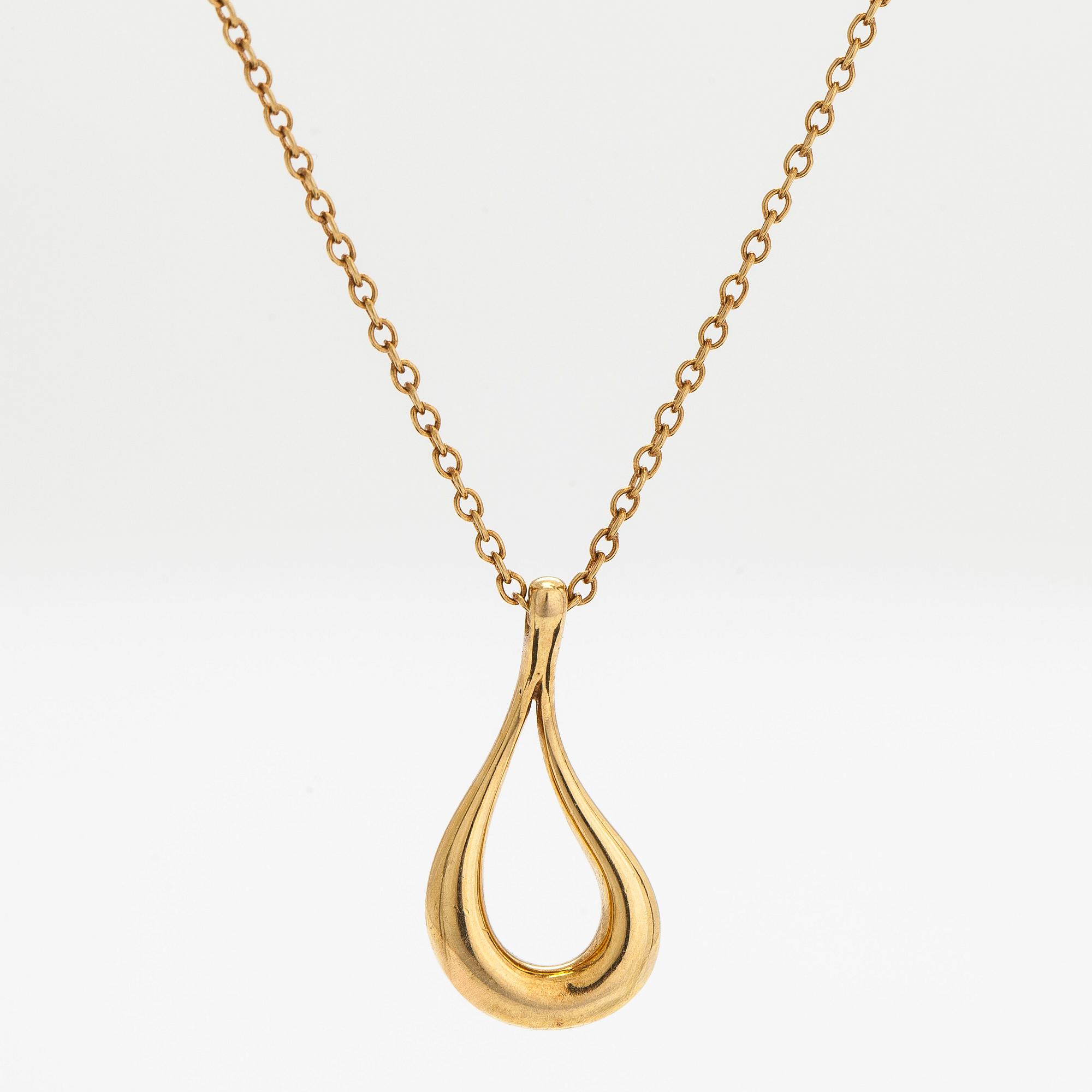 Tiffany & Co, Elsa Peretti, an 18K gold 'Open Teardrop' necklace.