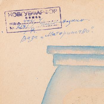 KUZMA SERGIEVITCH PETROV-VODKIN, VÄITETTY, LUONNOS POSLIINIMALJAAN, "ÄITIYS".