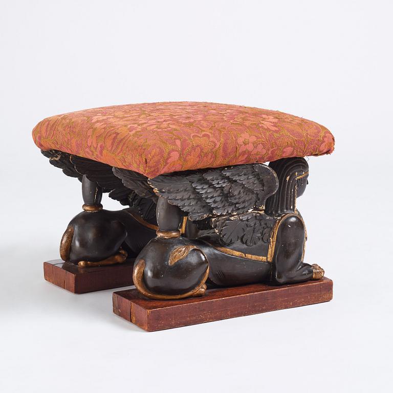 A late Gustavian style stool, 19th century.