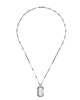 A Wiwen Nilsson sterling and rock crystal pendant and chain, Lund 1946.