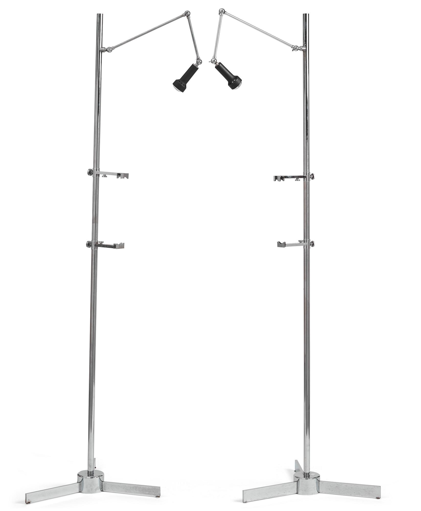 Angelo Lelli, two "Cavalletto" floor lamps / easels, Arredoluce, Italy, 1950-60s.