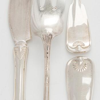 Tiffany & Co, Kala-aterimia, 10 kpl, sterlinghopea, "Palm Pattern", 1900-luvun alkupuoli.