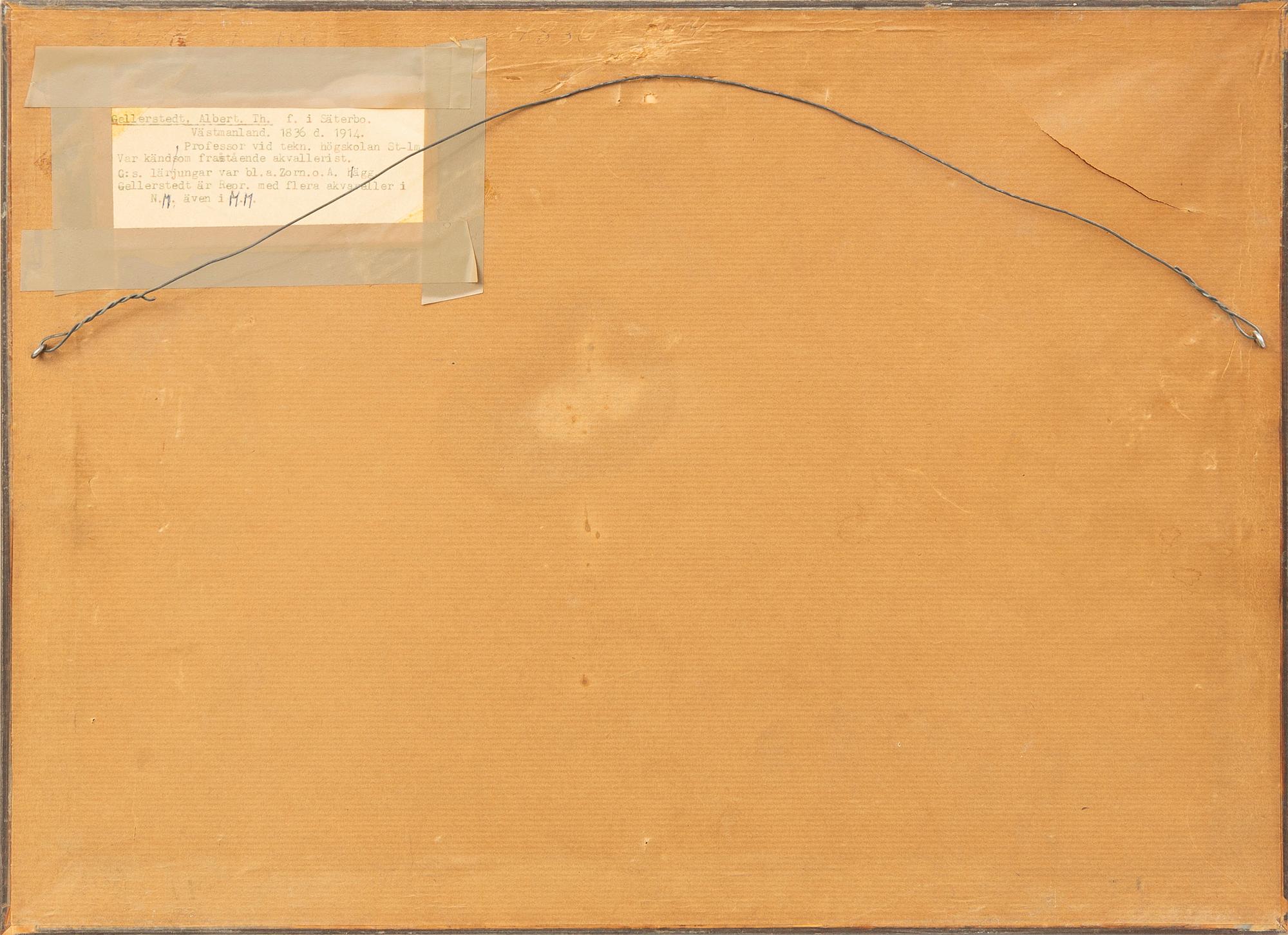 Albert Theodor Gellerstedt, akvarell signerad.