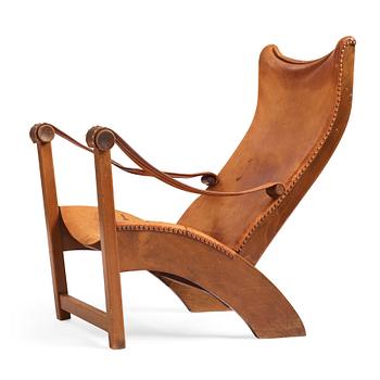 475. Mogens Voltelen, an oak and natural leather 'Copenhagen Chair', Denmark.