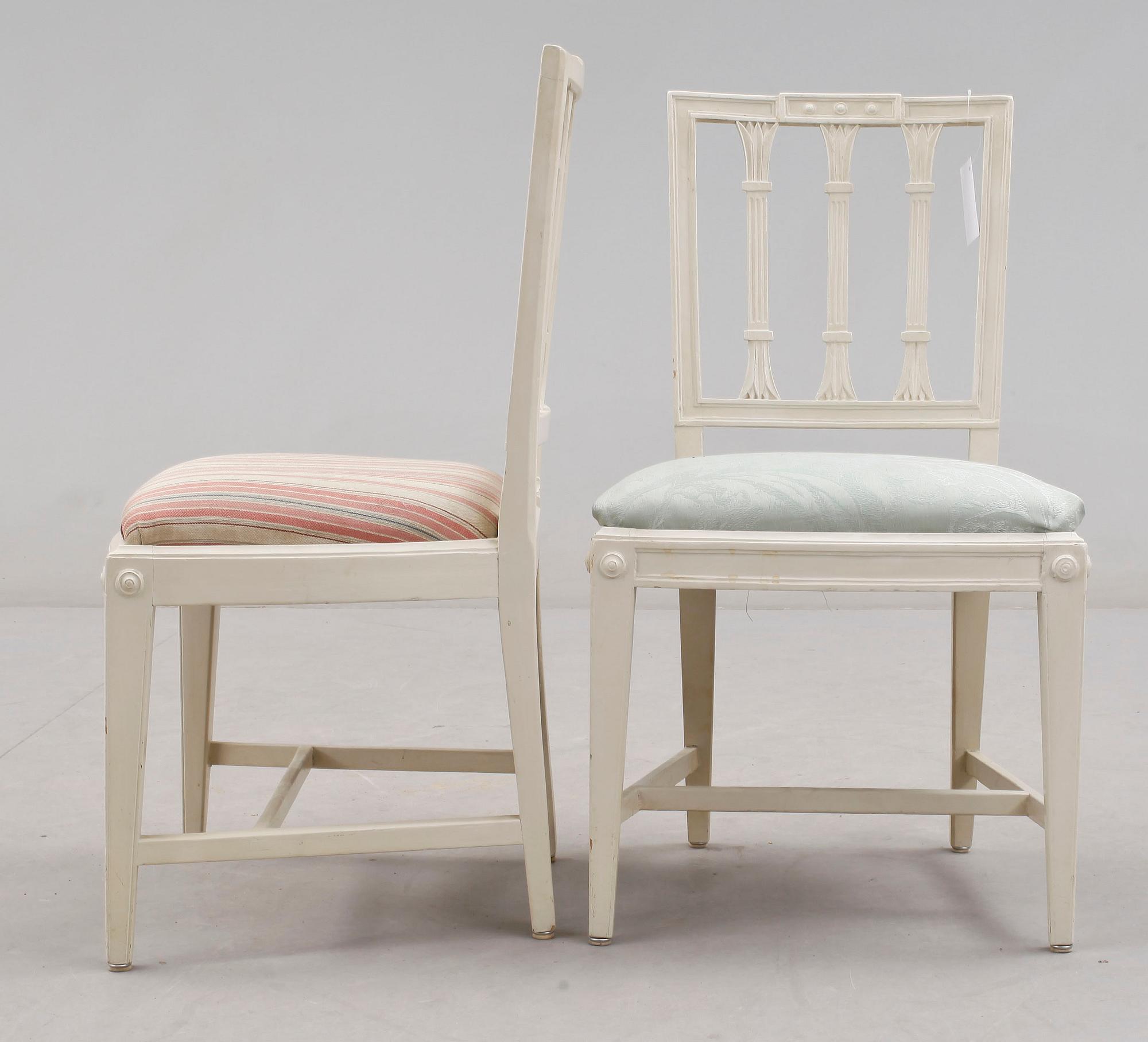 STOLAR, ett par, gustavianskt stockholmsarbete, Ephraim Ståhl, omkring 1800.