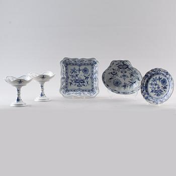 SAMLING SERVISPORSLIN, 8 delar, Meissen, 1900-talets andra hälft.