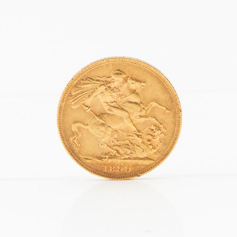 Gold coin Sovereign 1899 Great Britain Victoria.