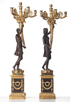 A pair of Empire-style six-light candelabra, circa 1900.