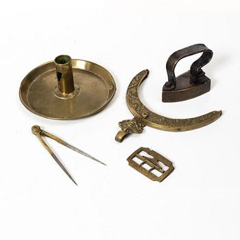 A set of five brass items, 18th - 19th century.