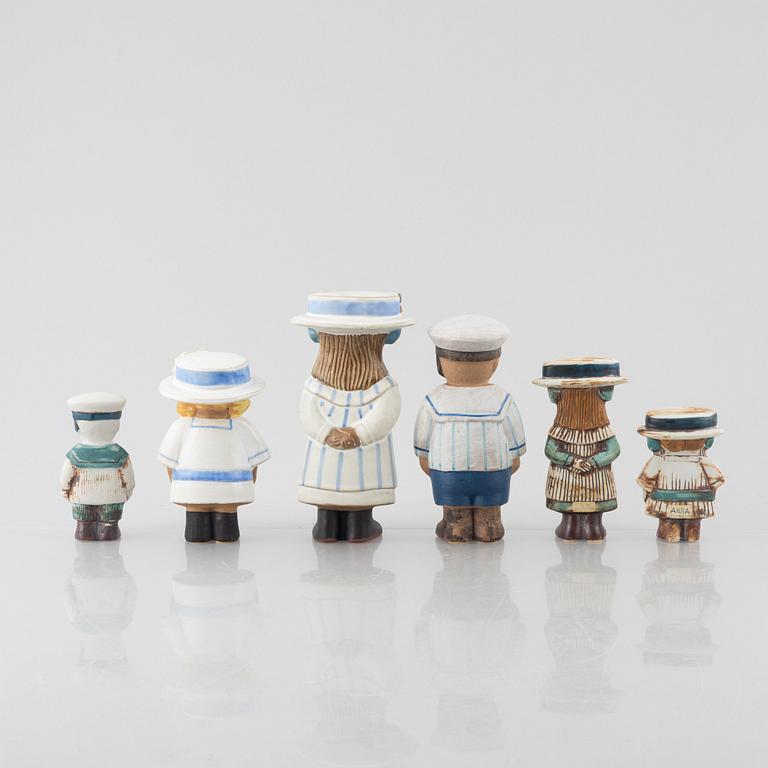 Lisa Larson, figuriner, 6 st, stengods, ur serien "Sekelskifte", Gustavsberg.