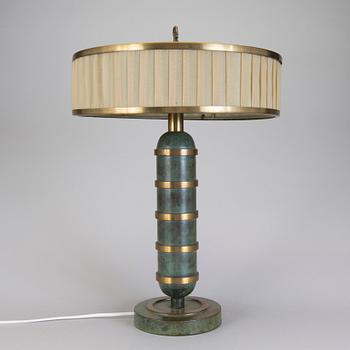 BORDSLAMPA, mässing, Sverige, 1920-tal.