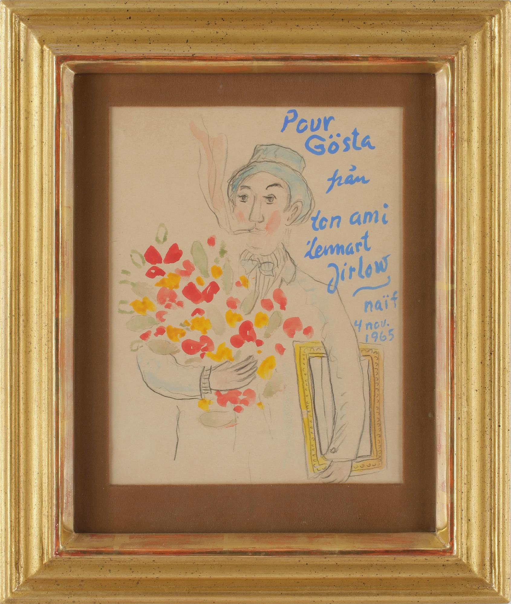 LENNART JIRLOW, blandteknik på papper, signerad och daterad 4 nov 1965.