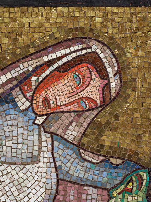 Einar Forseth, a mosaic work 'Barmhärtigheten' (The Mercy), probably an original study for the Golden Hall at the Stockholm City Hall.