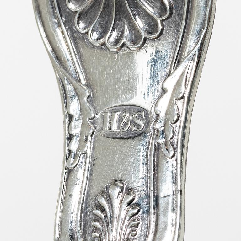 A set of Swedish silver cutlery, some with marks of JE Bäckström, Söderhamn 1872.