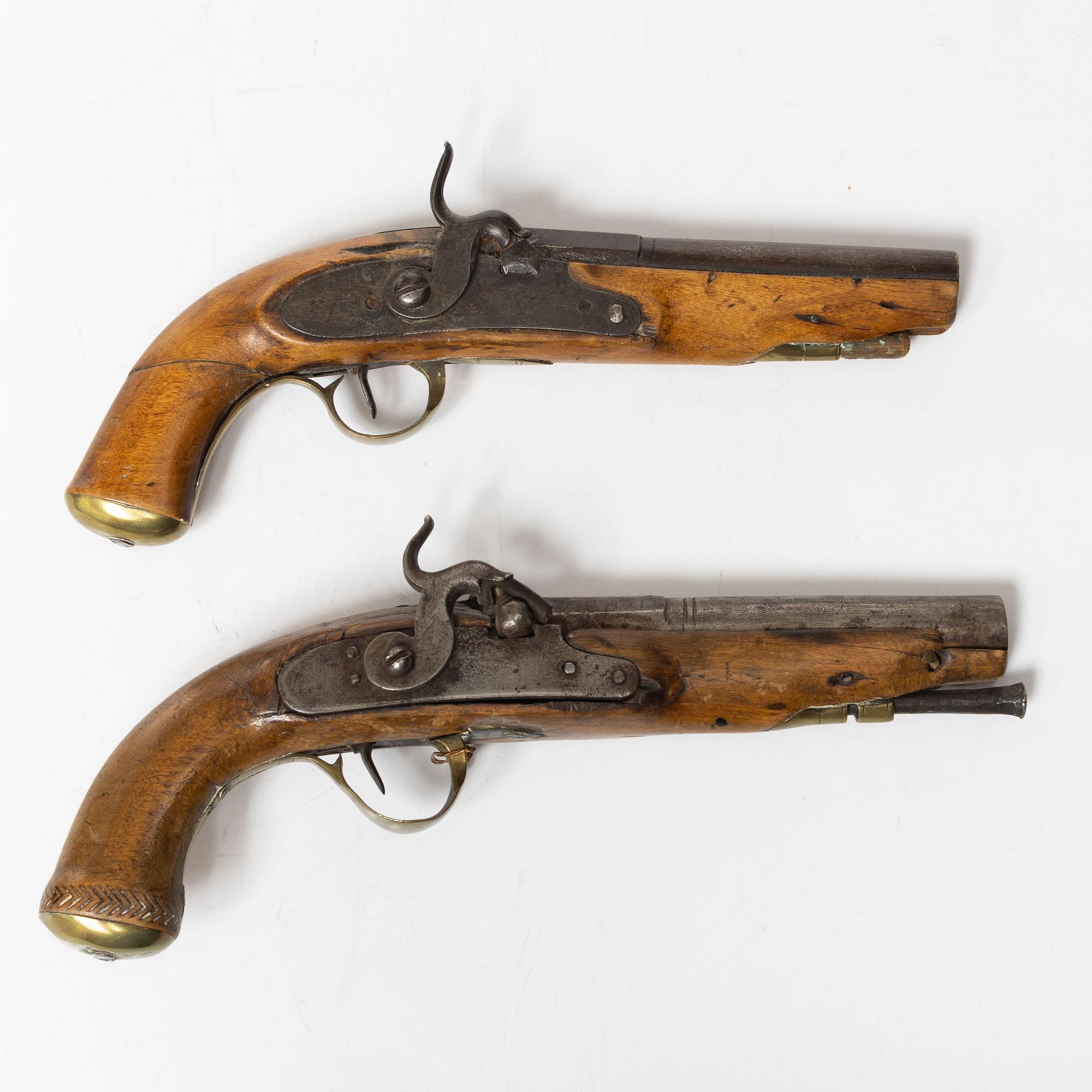 Percussion pistols, 2 pcs, Swedish, mid-19th century.