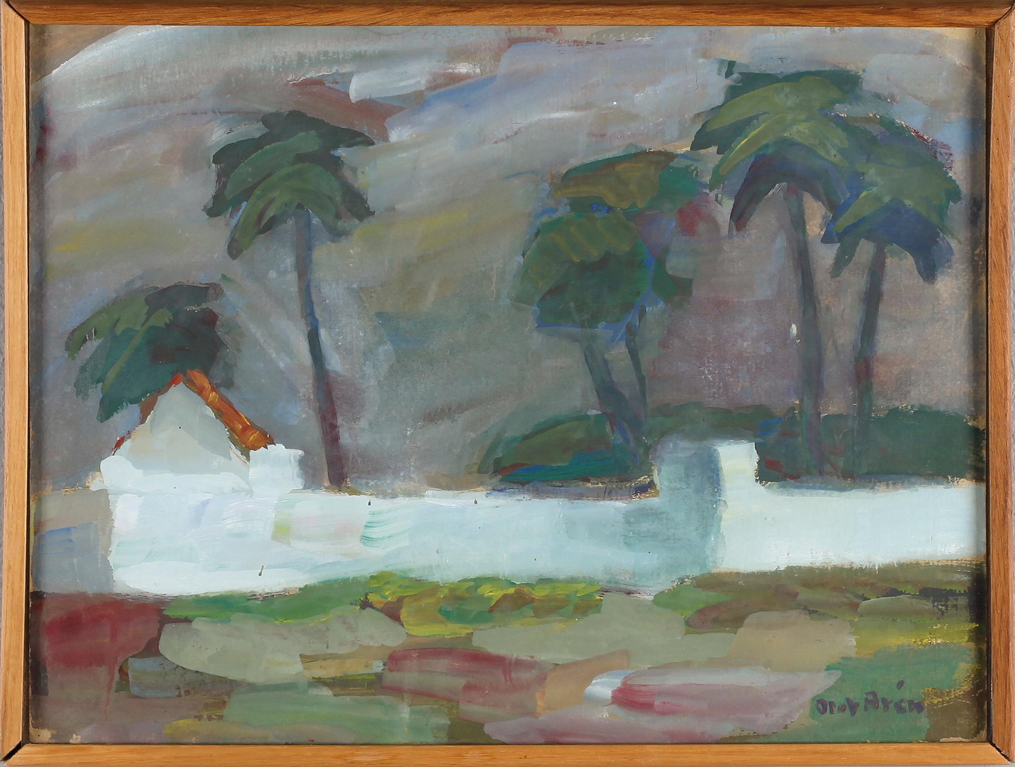 OLOF ARÉN, 2 st, gouache och olja på duk, signerade.