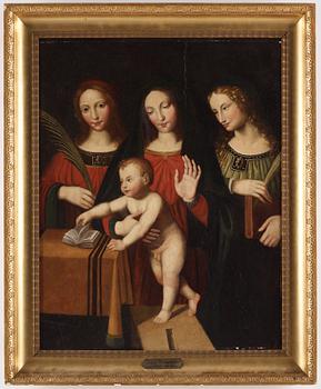 Bernardino Luini In the manner of the artist, Madonna and Child with Saint Catherine and Saint Barbara.