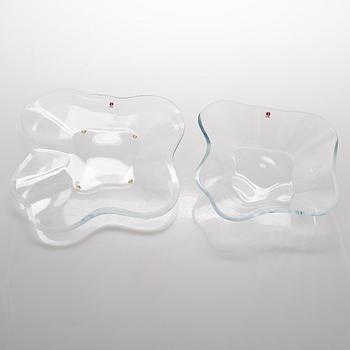 Alvar Aalto, glasskulptur, "Aalto-blomman", fyrdelad, signerad Alvar Aalto Iittala 2005.