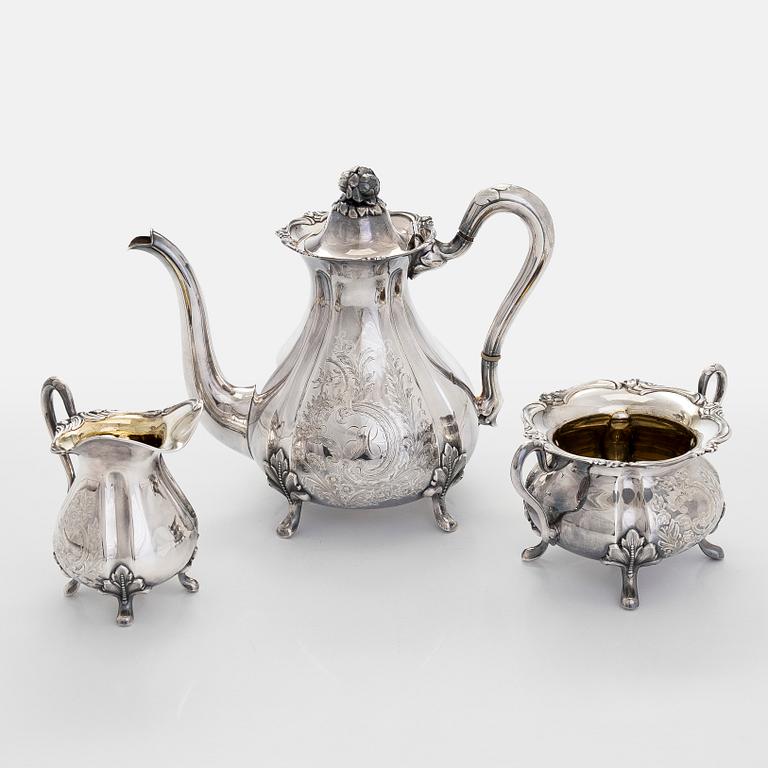 A three-piece silver coffee set, Kultakeskus, Hämeenlinna 1967.