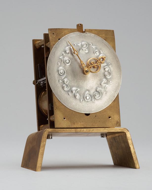 A RARE SILVER FABERGÉ CLOCK, Moscow 1908-1917. Imperial Warrant and scratched inventory no 17689.