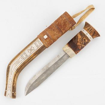 Nikolaus Fankki, a reindeer horn knife, signed.