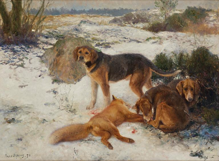 Bruno Liljefors, Hamilton hounds at the fox hunt.