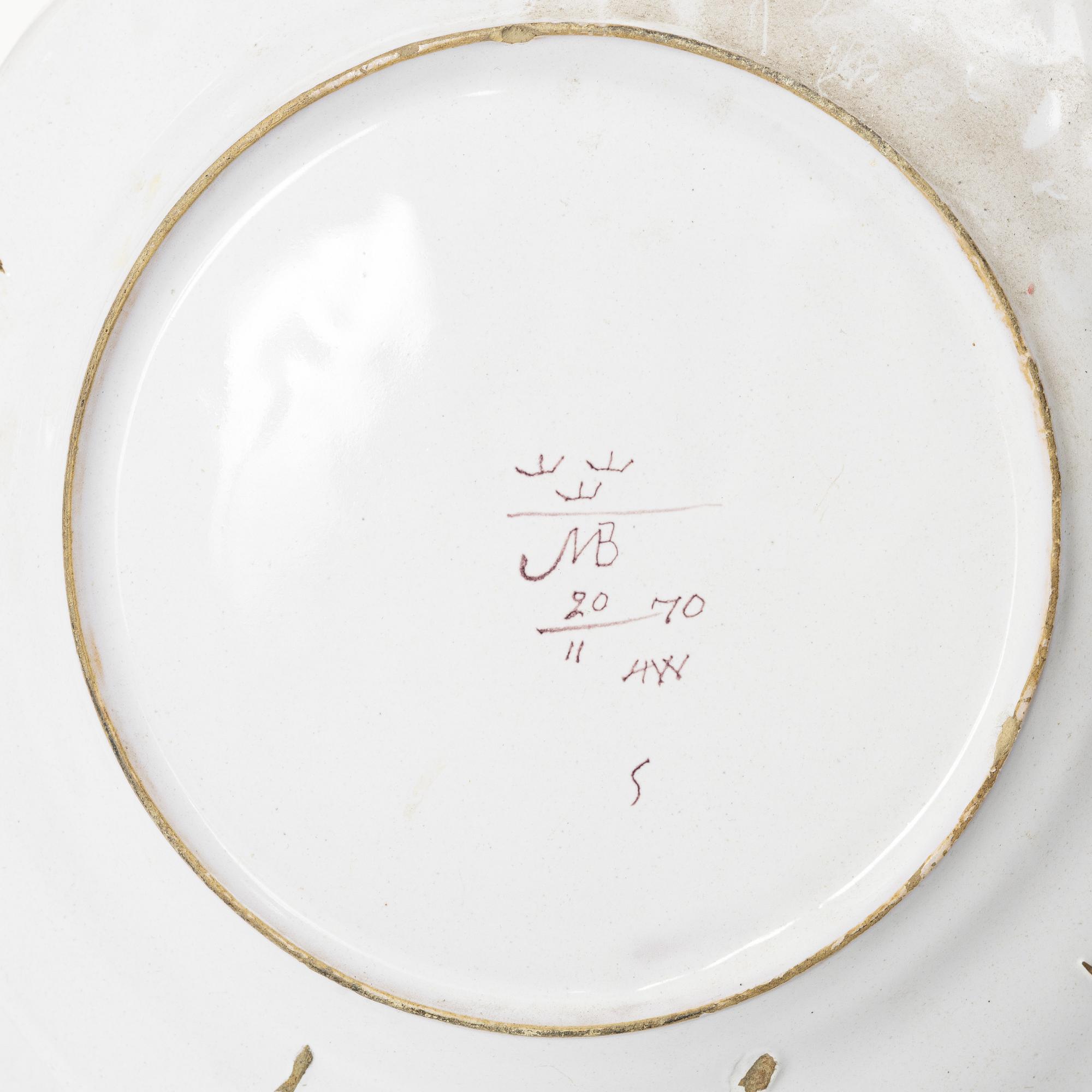 Two Swedish faiance plates, Marieberg and Rörstrand, 1769 and 1770.