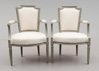 KARMSTOLAR, 1 par, gustavianska, Frankrike, 1700-talets slut.