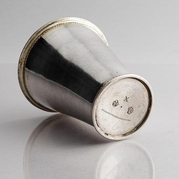 Abraham Wirgman, bägare, silver, Göteborg 1714. Senbarock.