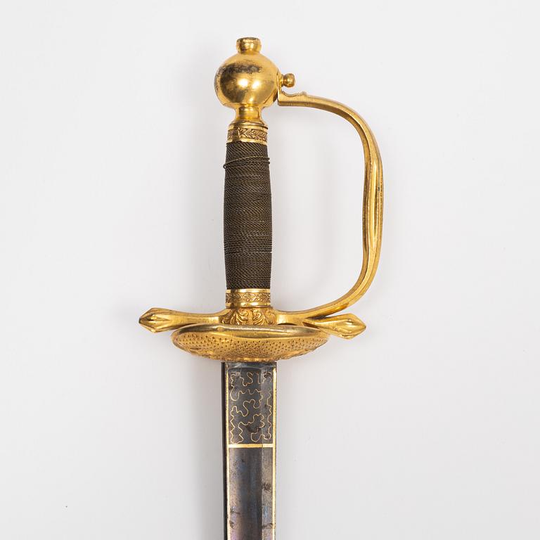 Värja, svensk, för infanteriofficer, 1800-talets första hälft.