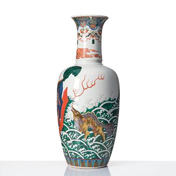 A large vase, late Qing dynasty with Yongzheng mark.