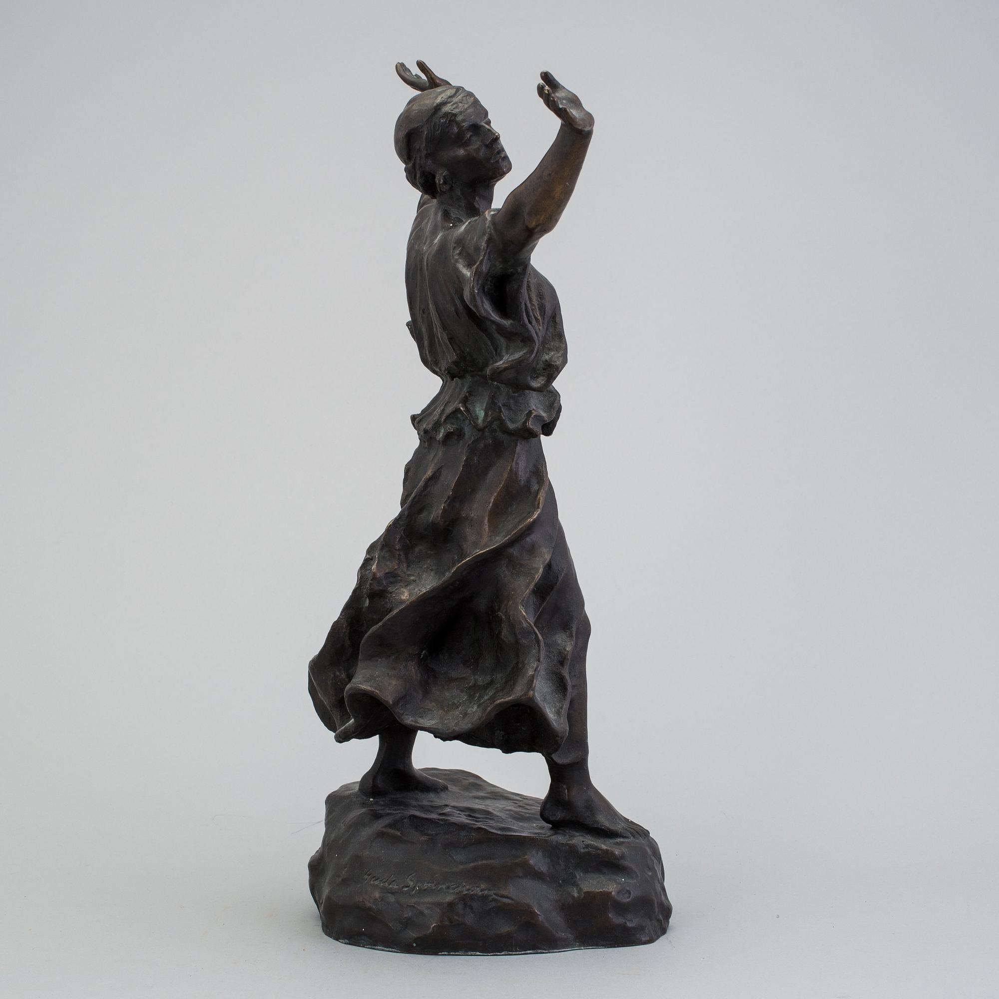 GERDA SPRINCHORN, skulptur, mörkpatinerad brons, signerad Gerda Sprinchorn. Gjutarstämpel Herman Bergman fud.