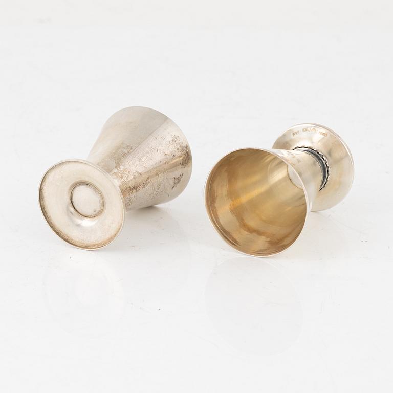 Tore Eldh, snapsglas 18 st, silver, K&EC, Göteborg, 1948-1949.