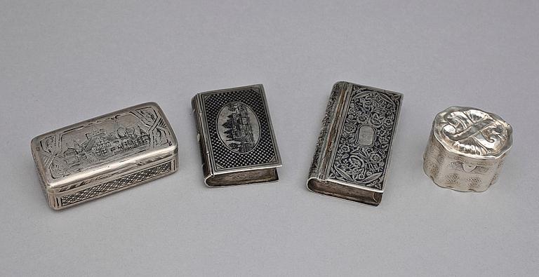 DOSOR,4 st, silver, bla Ryssland, 1800/1900-tal. Totalvikt 170 g.