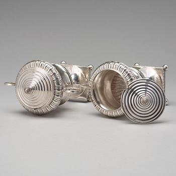 A pair of Swedish late 18th century silver sugar bowls and covers, mark of Pehr Zethelius, Stockholm 1799.