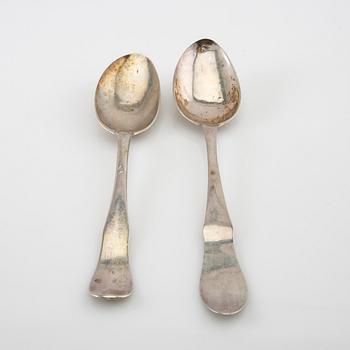Spoons, two silver, 18th century.
