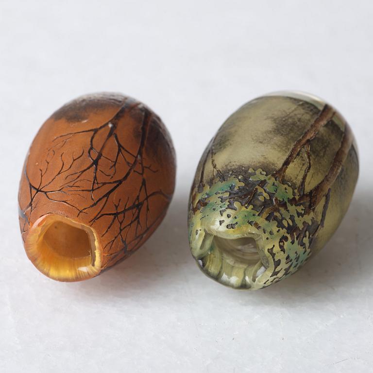 Daum, two Art Nouveau etched and enamel painted glass vases, Nancy, France.