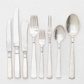 Jacob Ängman, besticksservis, 79 delar, silver, modell Rosenholm, GAB, 1900-talets andra hälft.