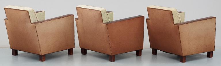 FÅTÖLJER, 3 st, art deco, 1900-talets första hälft.