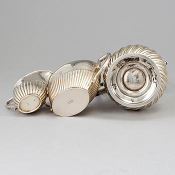 KAFFESERVIS, 3 delar, silver, 1893-1926.