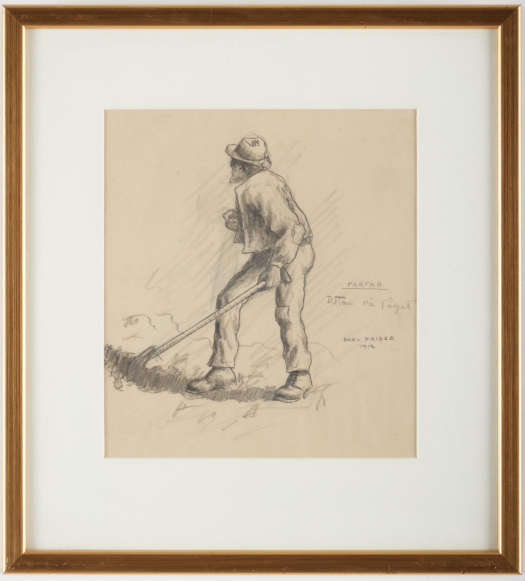 Axel Fridell, pencil drawing, signed and dated 1912.