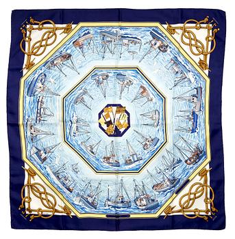 1300. A silk scarf by Hermès, "Retour de pêche".