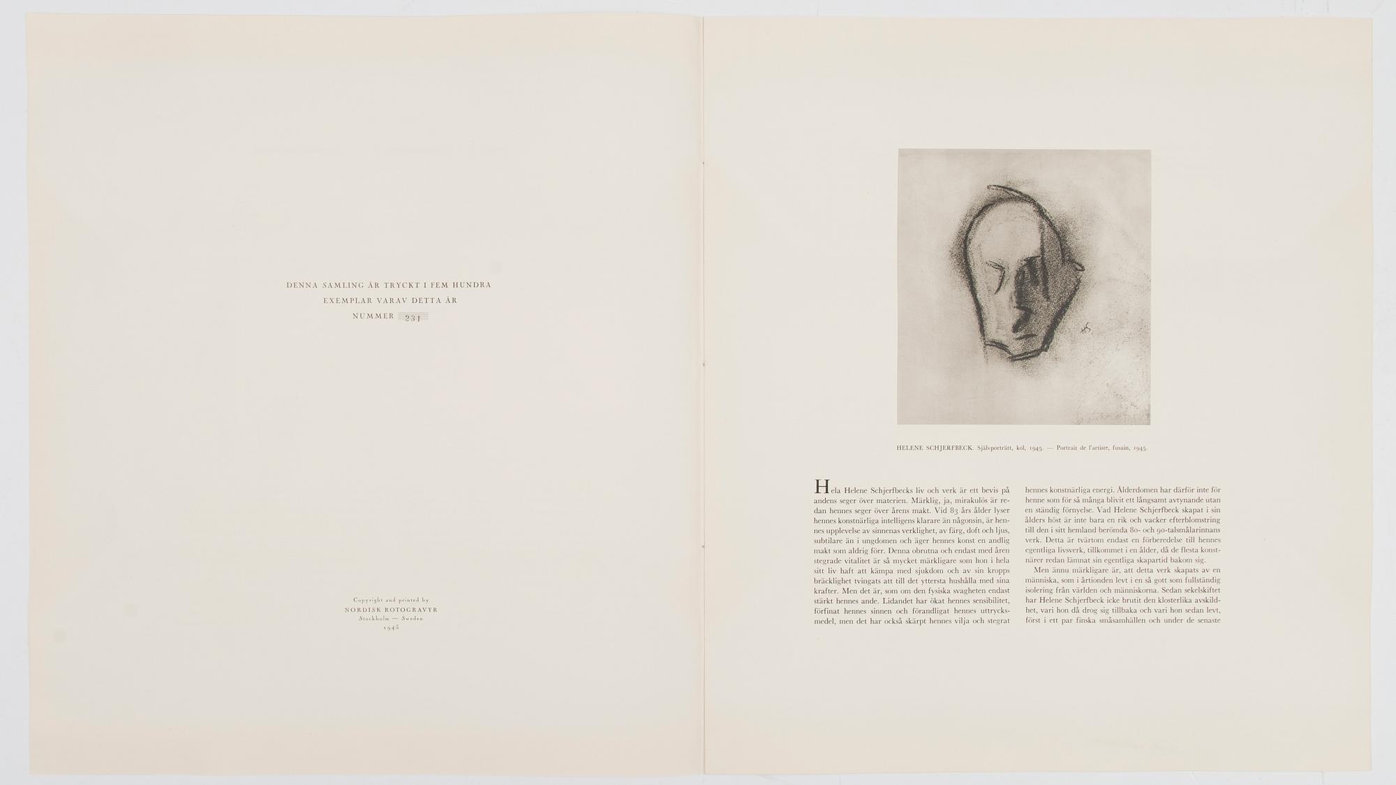 HELENE SCHJERFBECK, mapp med tryckbilder, 48 delar, 1945.