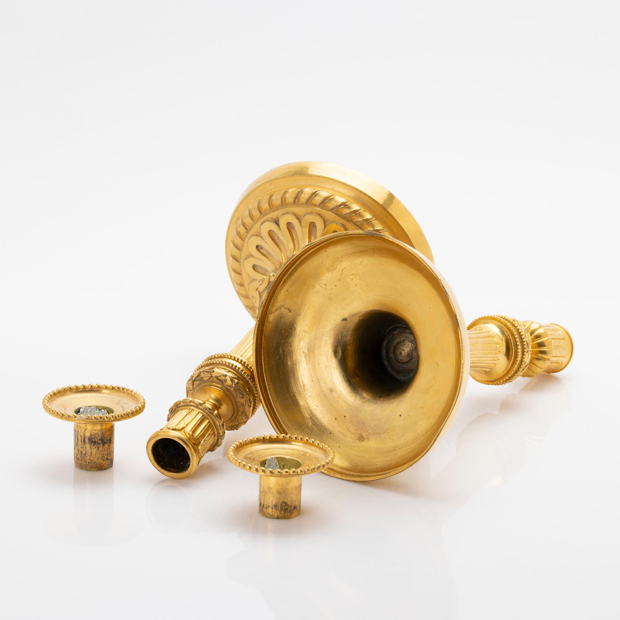 Candlesticks, a pair, Empire, France, 19th century.