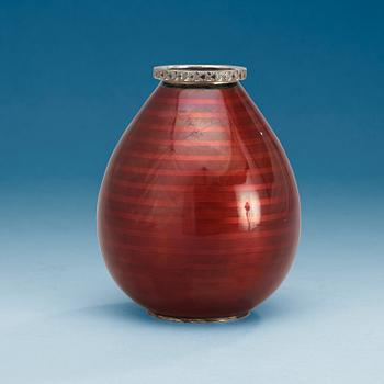 A David-Andersen sterling and red enamel vase, Norway probably 1930's.