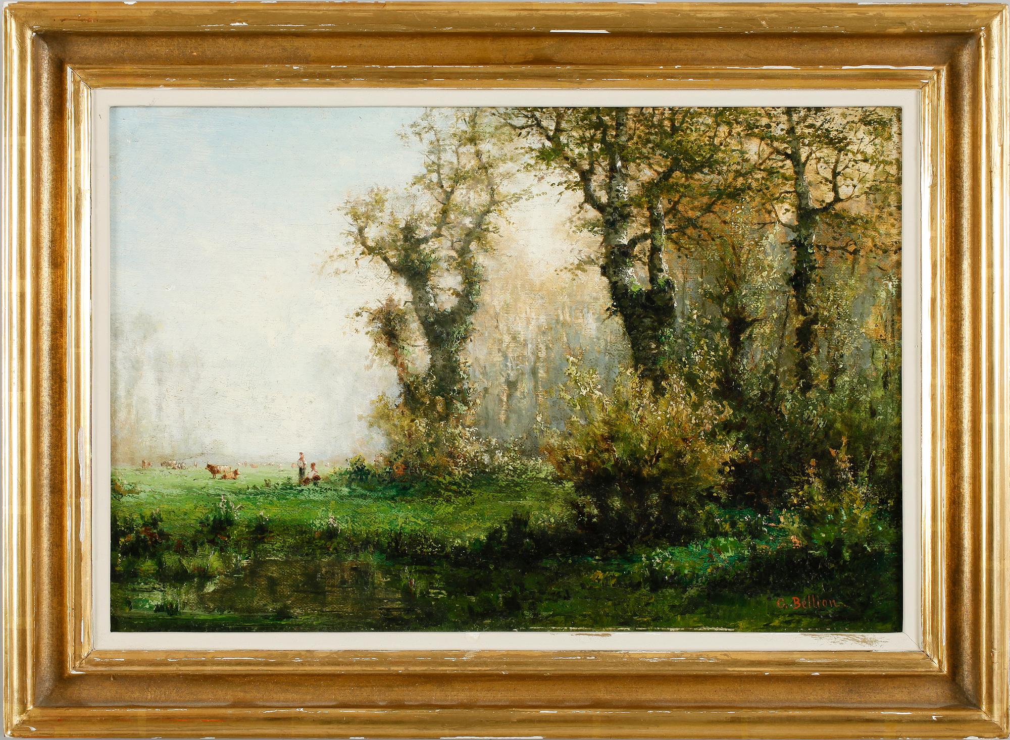 OKÄND KONSTNÄR, olja på duk, sekelskiftet 1900, sign G Bellion.