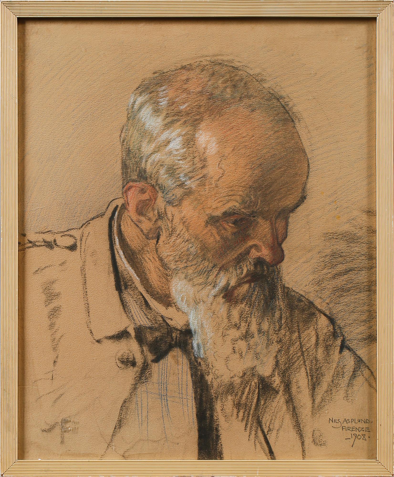 NILS ASPLUND, teckning, signerad och daterad 1908.