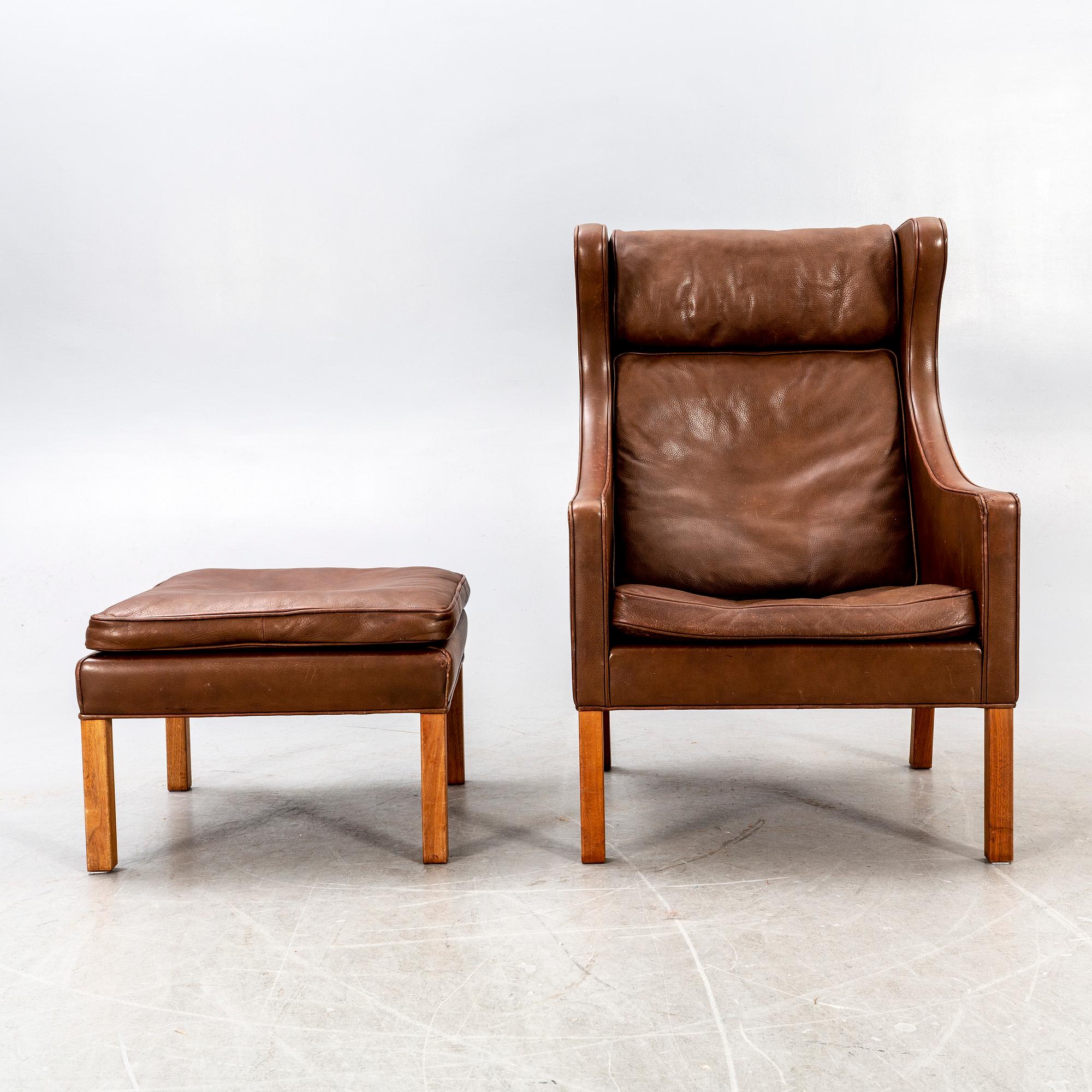 Børge Mogensen, armchair and stool model 2204  later part of the 20th century.