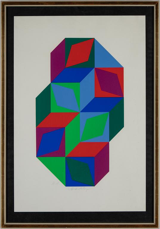VICTOR VASARELY, silkscreen in colours, signed HC.